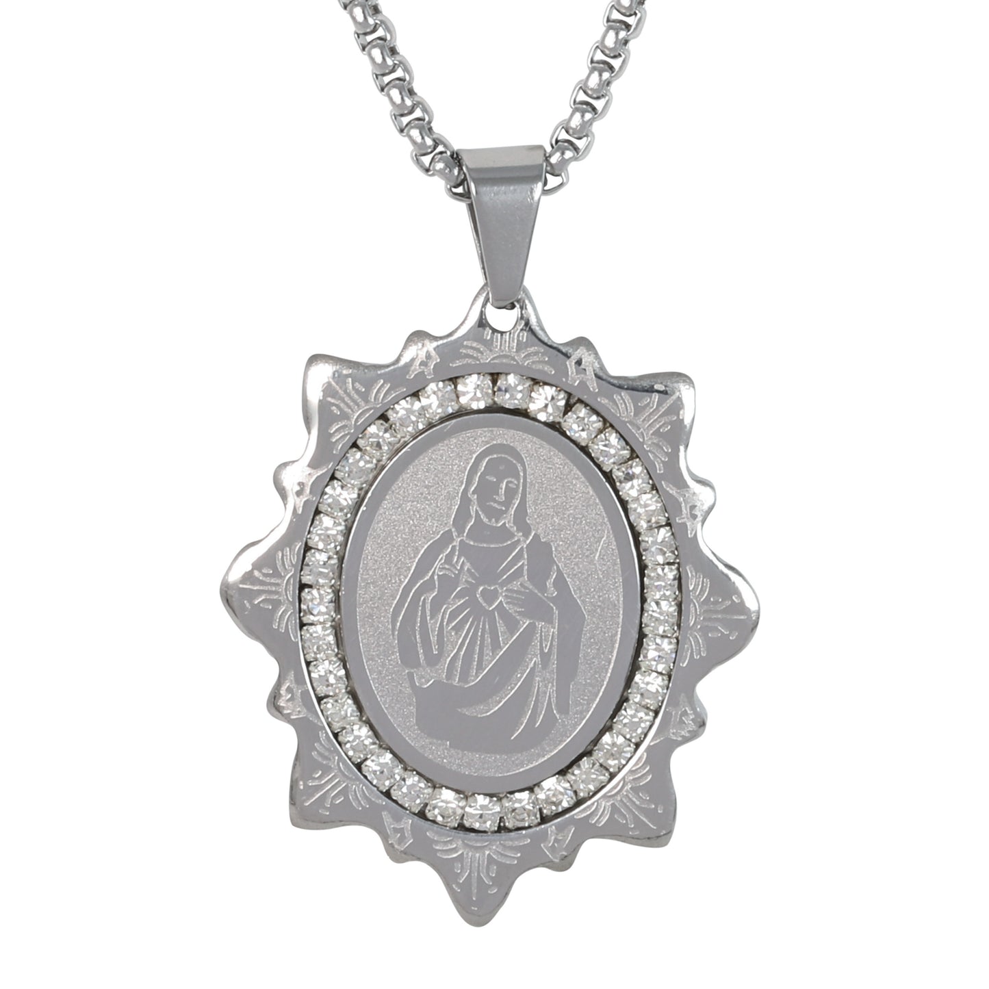 Medium Jesus Necklace with 3mm Round Box Chain 24" - SCP-114**