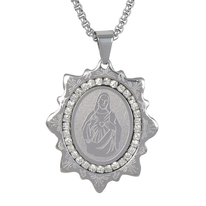 Medium Jesus Necklace with 3mm Round Box Chain 24" - SCP-114**