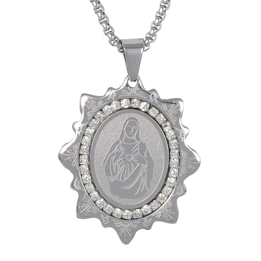 Medium Jesus Necklace with 3mm Round Box Chain 24" - SCP-114**
