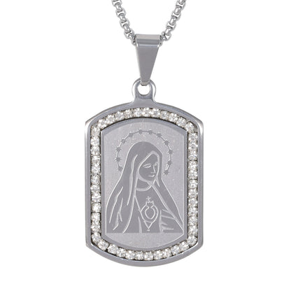 Medium Guadalupe Necklace with 3mm Round Box Chain 24" - SCP-115**