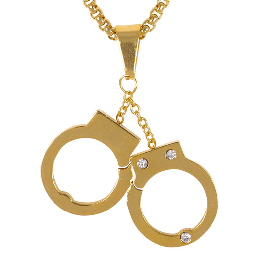 Medium Handcuffs Necklace with 3mm Round Box Chain 24" - SCP-121**