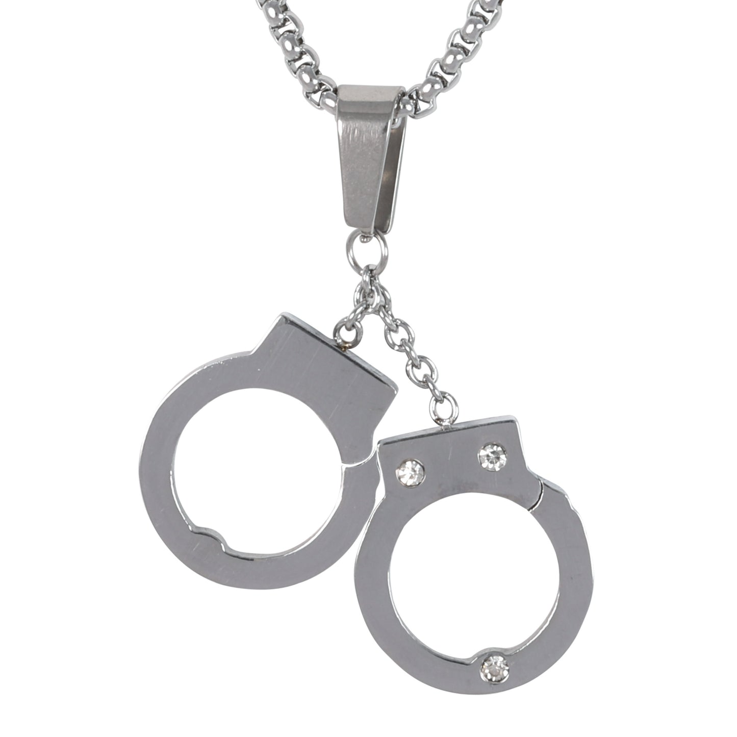 Medium Handcuffs Necklace with 3mm Round Box Chain 24" - SCP-121**