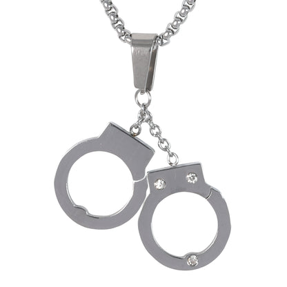 Medium Handcuffs Necklace with 3mm Round Box Chain 24" - SCP-121**