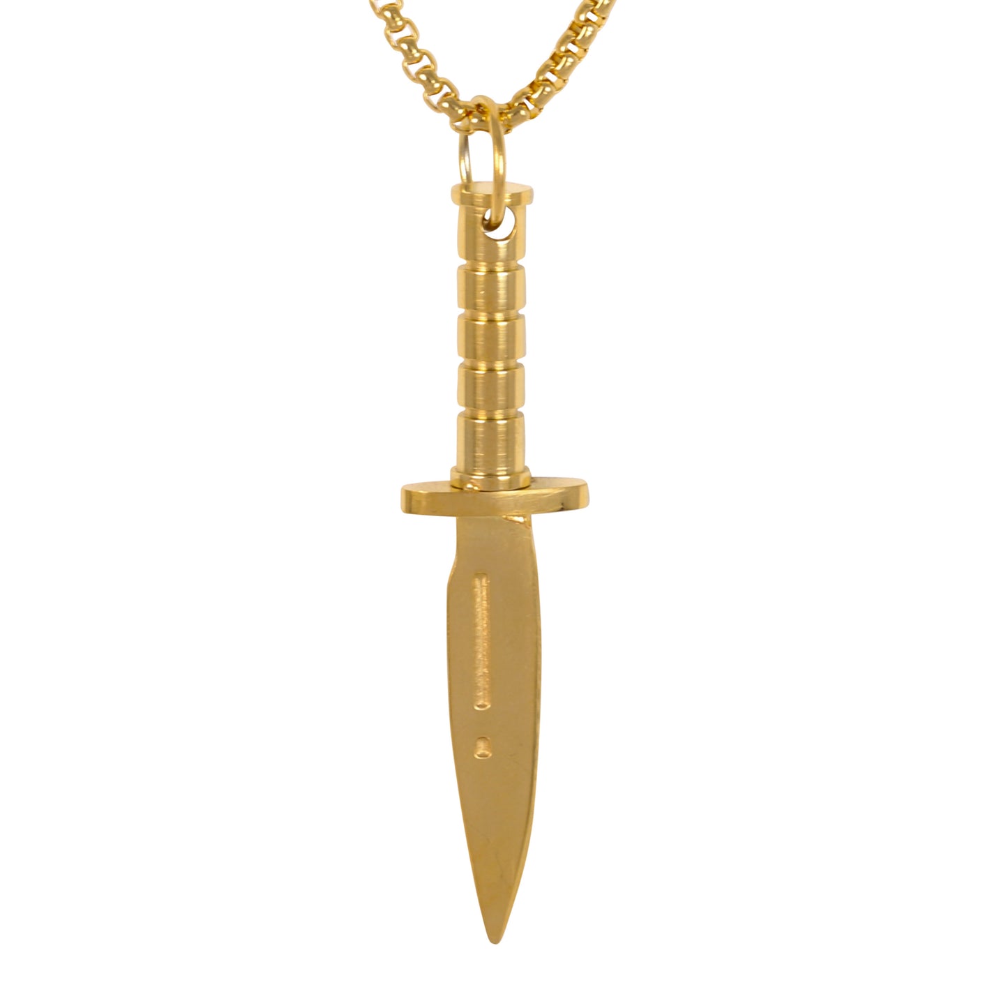 Medium Knife Necklace with 3mm Round Box Chain 24" - SCP-122**