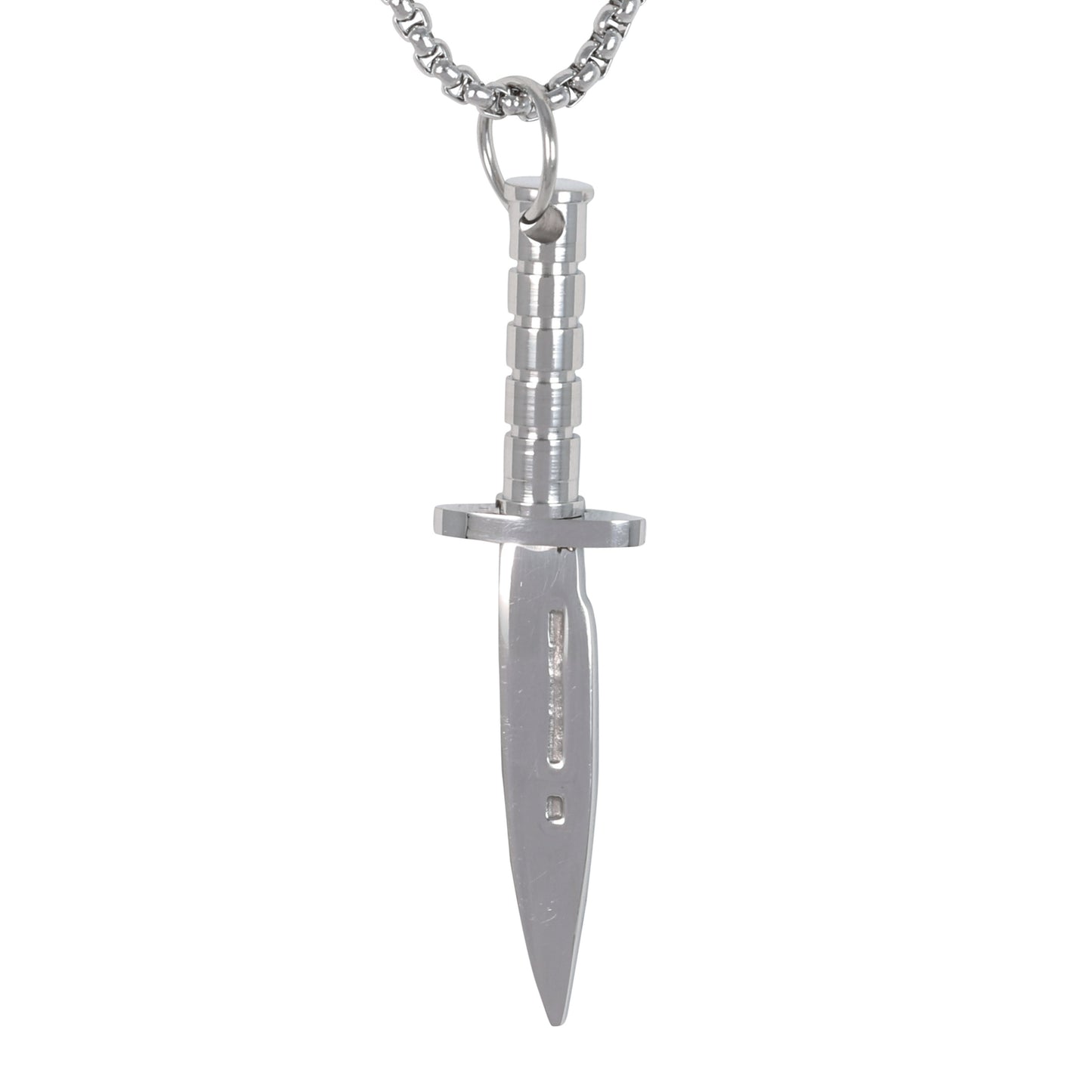 Medium Knife Necklace with 3mm Round Box Chain 24" - SCP-122**