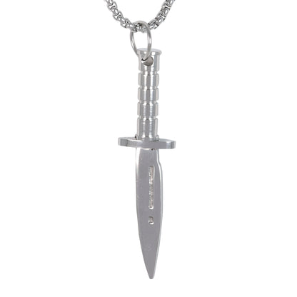 Medium Knife Necklace with 3mm Round Box Chain 24" - SCP-122**