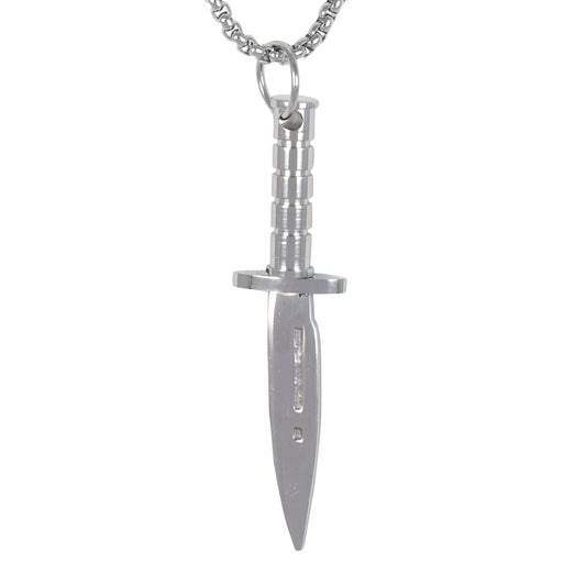 Medium Knife Necklace with 3mm Round Box Chain 24" - SCP-122**