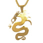 Medium Dragon Necklace with 3mm Round Box Chain 24" - SCP-124**