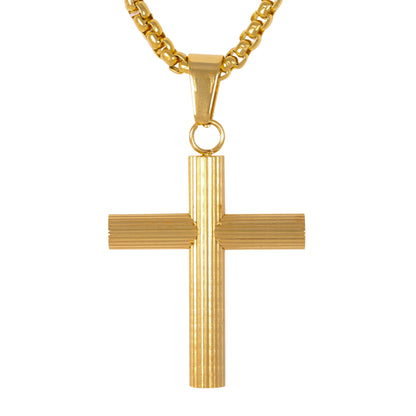 Medium Cross Necklace with 3mm Round Box Chain 24" - SCP-130**