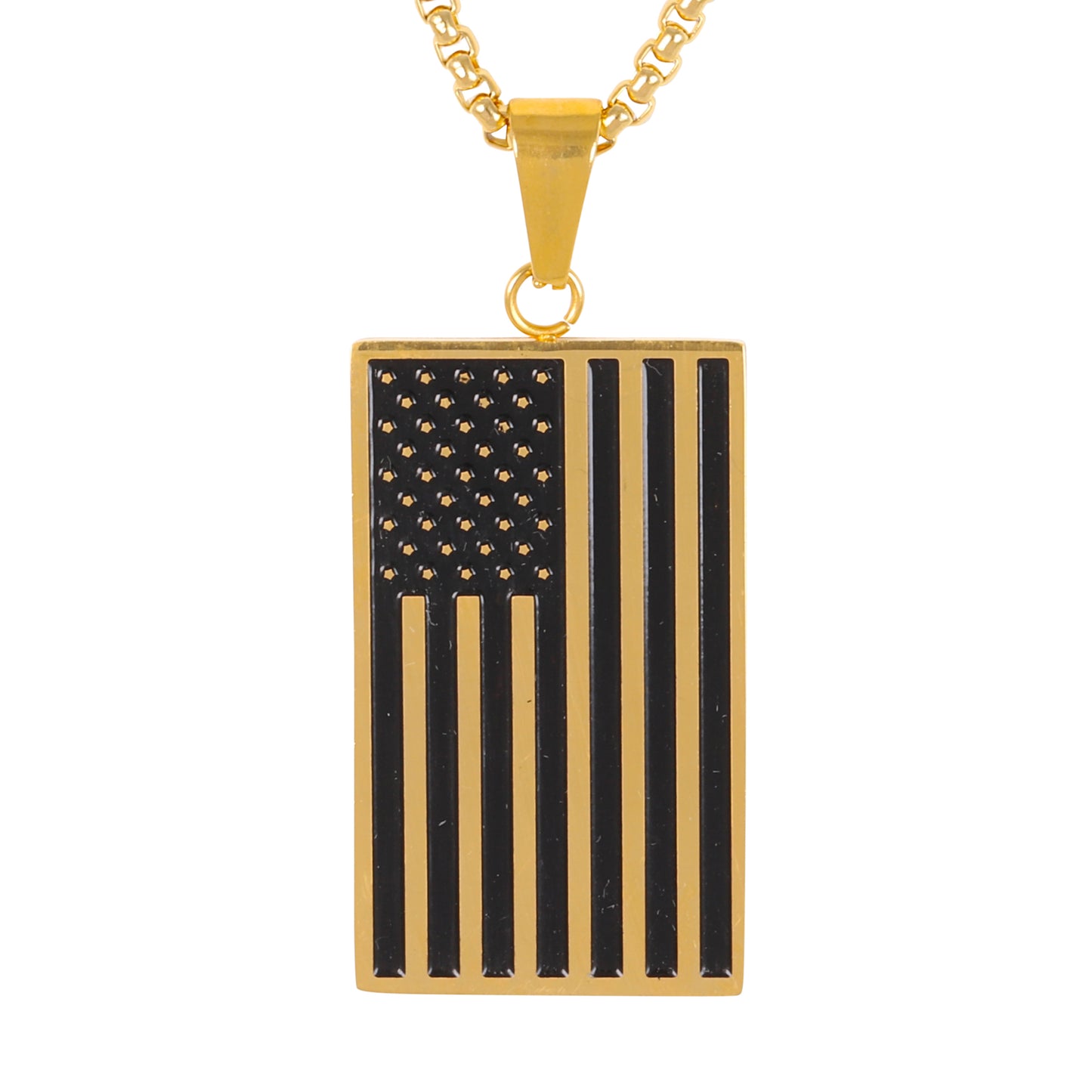 Medium Flag Necklace with 3mm Round Box Chain 24" - SCP-131**