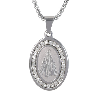 Medium Guadalupe Necklace with 3mm Round Box Chain 24" - SCP-137**