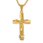 Medium Crucifix Necklace with 3mm Round Box Chain 24" - SCP-145**