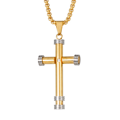 Medium Cross Necklace with 3mm Round Box Chain 24" - SCP-146**