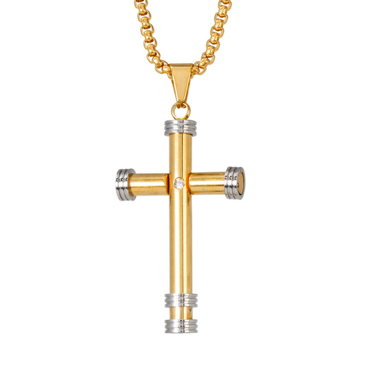 Medium Cross Necklace with 3mm Round Box Chain 24" - SCP-146**