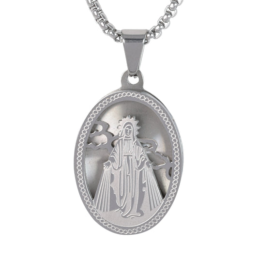 Medium Jesus Necklace with 3mm Round Box Chain 24" - SCP-147**