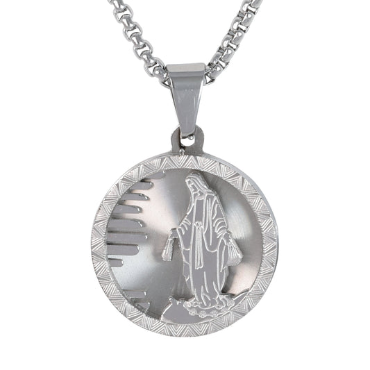 Medium Guadalupe Necklace with 3mm Round Box Chain 24" - SCP-148**