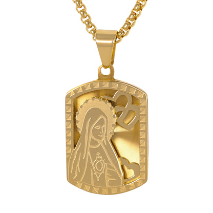 Medium Guadalupe Necklace with 3mm Round Box Chain 24" - SCP-149**