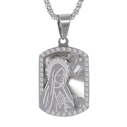 Medium Guadalupe Necklace with 3mm Round Box Chain 24" - SCP-149**