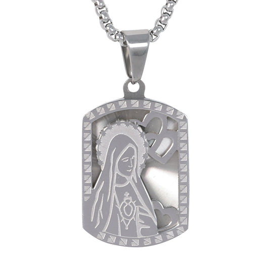 Medium Guadalupe Necklace with 3mm Round Box Chain 24" - SCP-149**