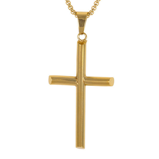 Medium Cross Necklace with 3mm Round Box Chain 24" - SCP-163