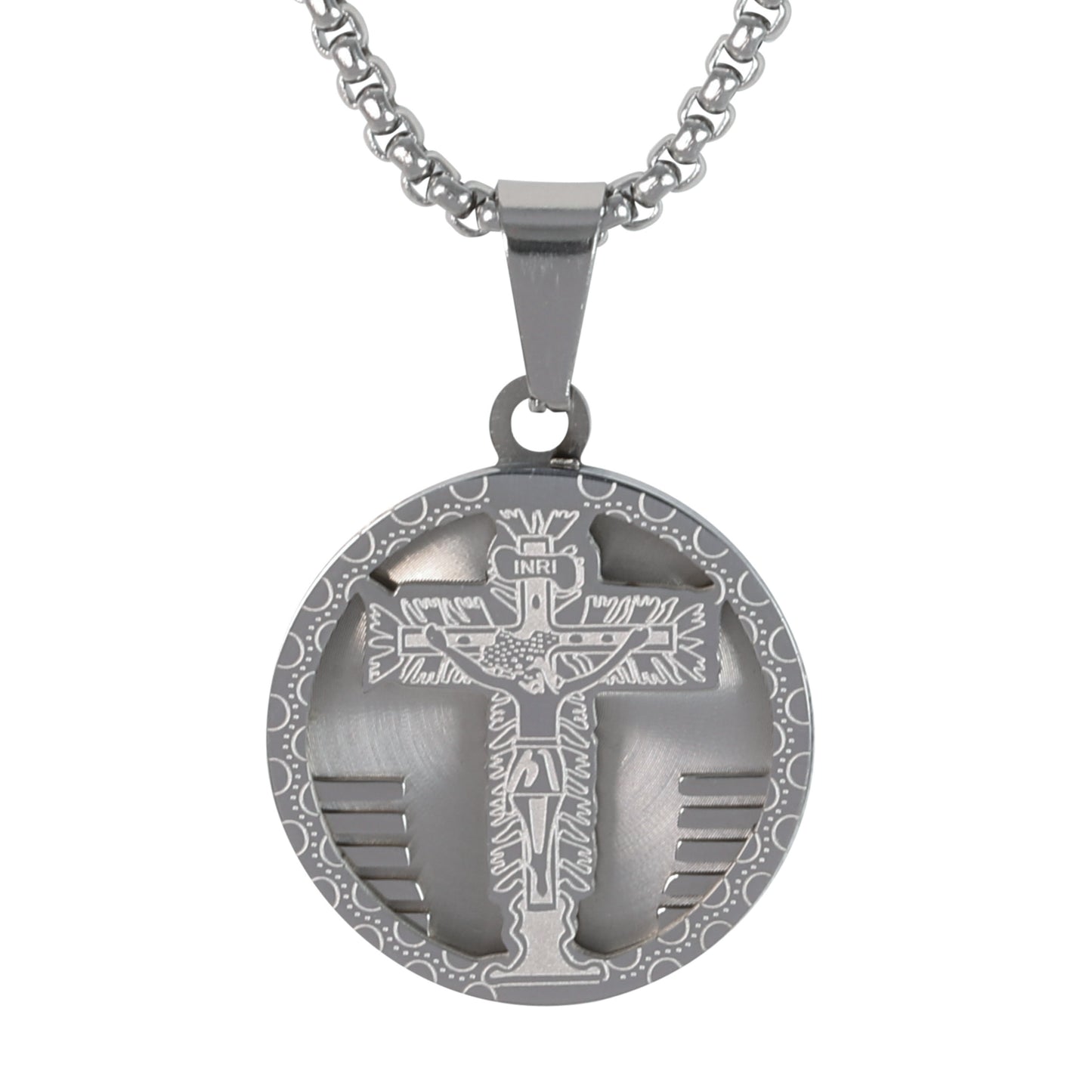 Medium Cross Necklace with 3mm Round Box Chain 24" - SCP-164**