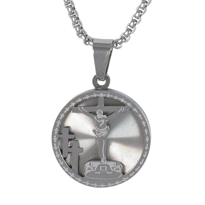 Medium Cross Necklace with 3mm Round Box Chain 24" - SCP-165**