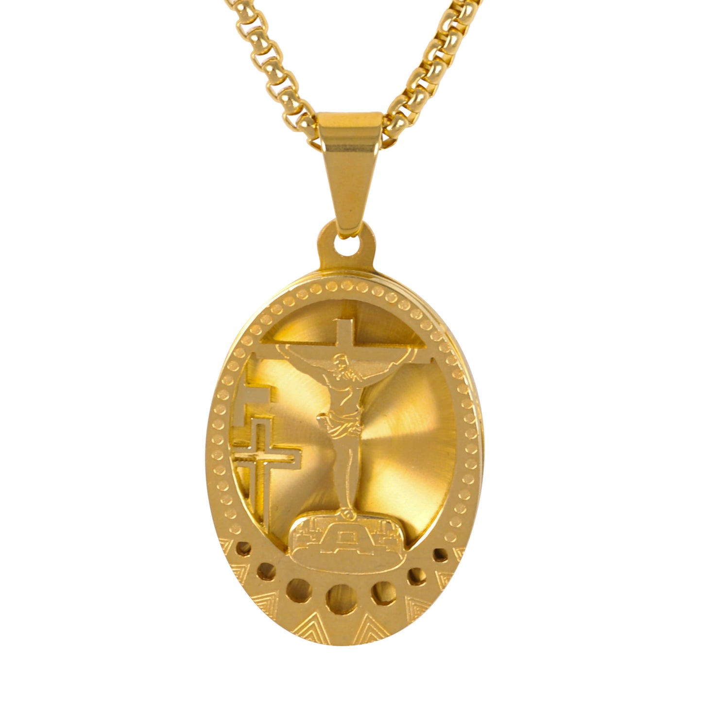 Medium Cross Necklace with 3mm Round Box Chain 24" - SCP-166**