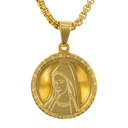 Medium Guadalupe Necklace with 3mm Round Box Chain 24" - SCP-167**