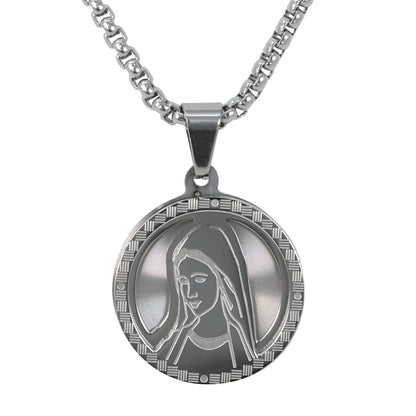 Medium Guadalupe Necklace with 3mm Round Box Chain 24" - SCP-167**