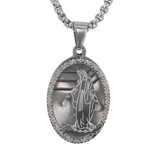 Medium Guadalupe Necklace with 3mm Round Box Chain 24" - SCP-169**