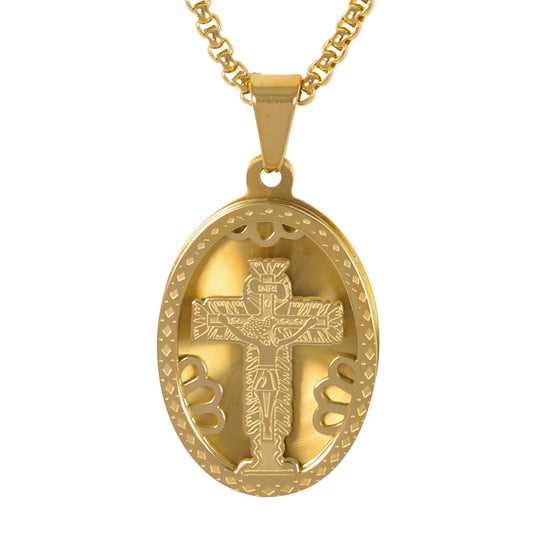 Medium Cross Necklace with 3mm Round Box Chain 24" - SCP-170**