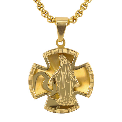 Medium Guadalupe Necklace with 3mm Round Box Chain 24" - SCP-171**