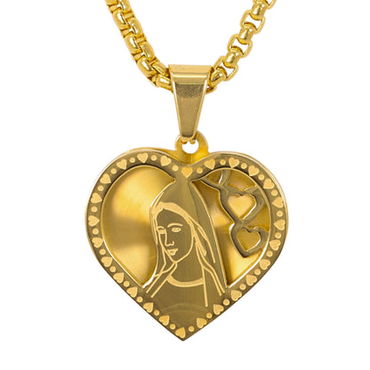 Medium Guadalupe Necklace with 3mm Round Box Chain 24" - SCP-172**