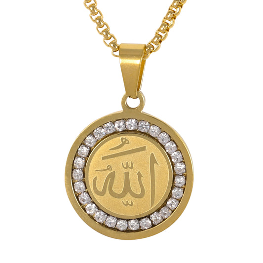 Medium Islamic Necklace with 3mm Round Box Chain 24" - SCP-174**