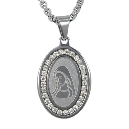 Medium Guadalupe Necklace with 3mm Round Box Chain 24" - SCP-176**