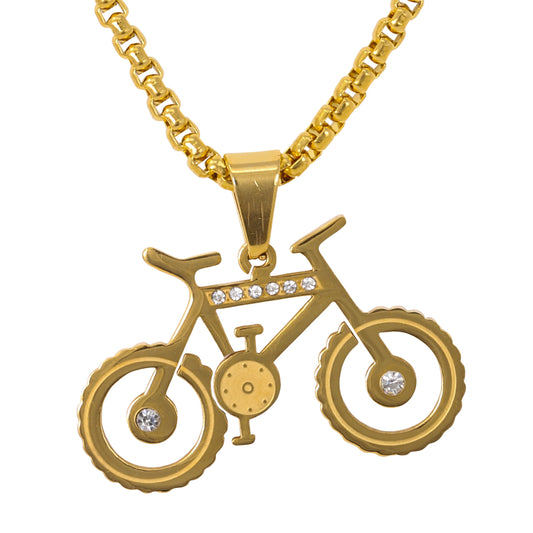 Medium Bike Necklace with 3mm Round Box Chain 24" - SCP-177**