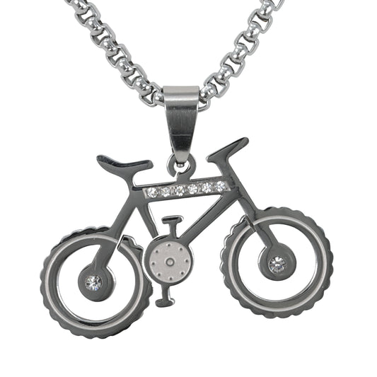 Medium Bike Necklace with 3mm Round Box Chain 24" - SCP-177**