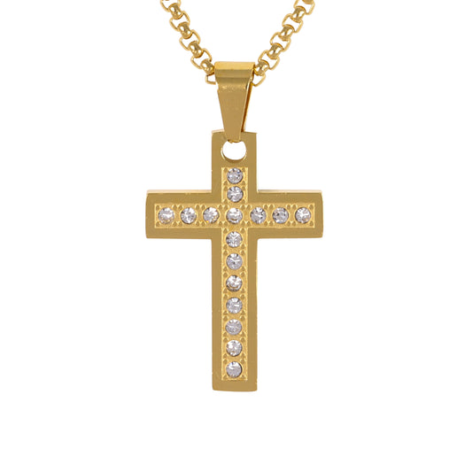 Medium Cross Necklace with 3mm Round Box Chain 24" - SCP-179