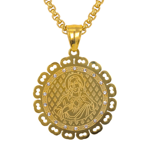 Medium Jesus Necklace with 3mm Round Box Chain 24" - SCP-181**