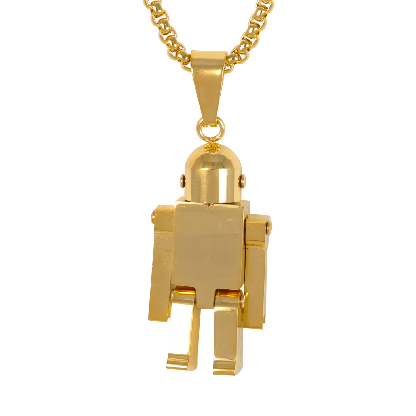 Medium Robot Necklace with 3mm Round Box Chain 24" - SCP-186