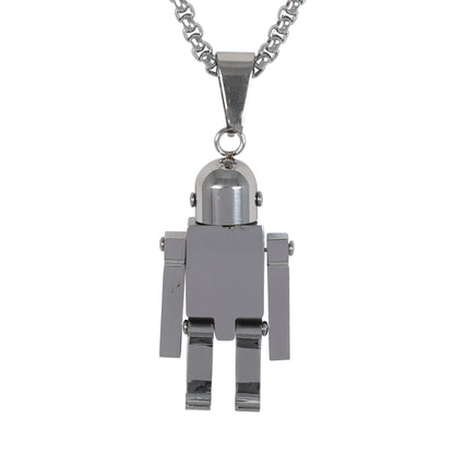 Medium Robot Necklace with 3mm Round Box Chain 24" - SCP-186