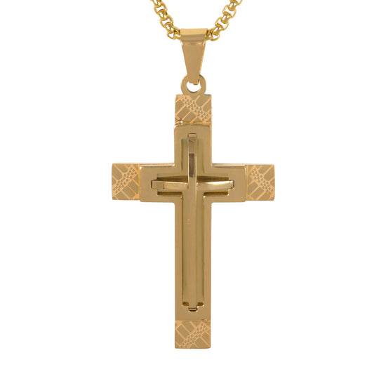 Medium Cross Necklace with 3mm Round Box Chain 24" - SCP-196