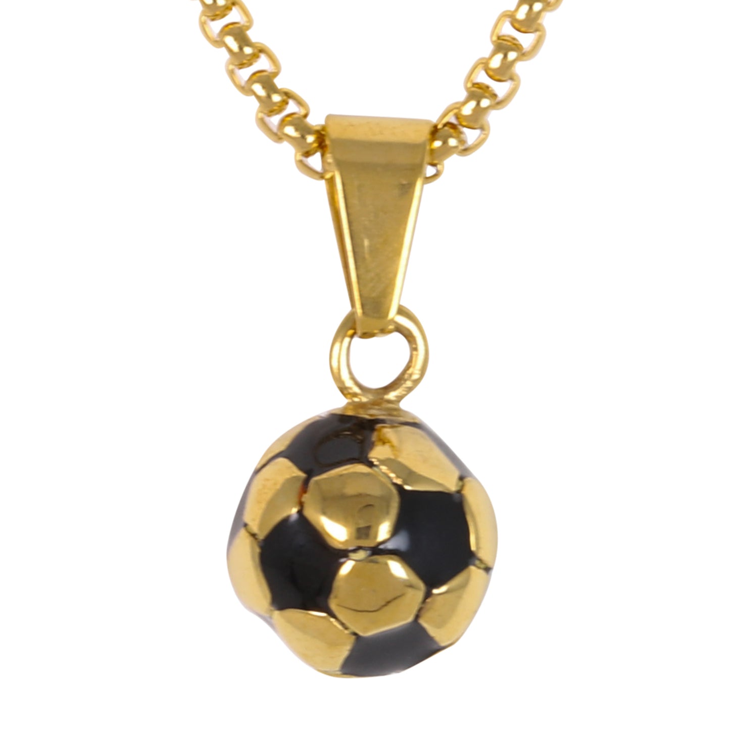 Medium Soccer Necklace with 3mm Round Box Chain 24" - SCP-199
