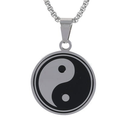 Medium Yin Yang Necklace with 3mm Round Box Chain 24" - SCP-200**