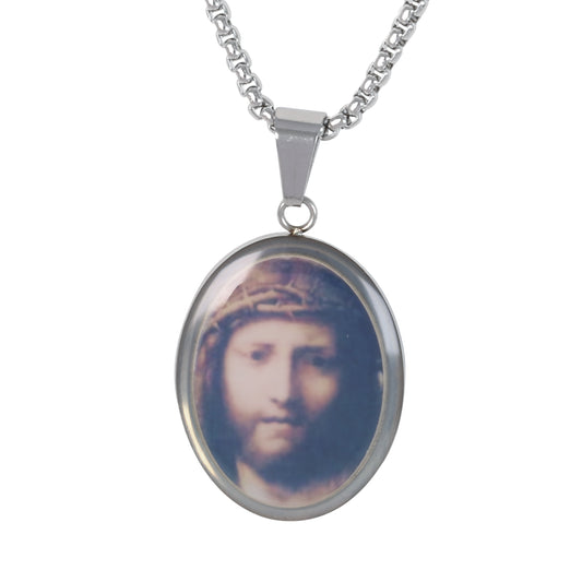 Medium Jesus Necklace with 3mm Round Box Chain 24" - SCP-221**