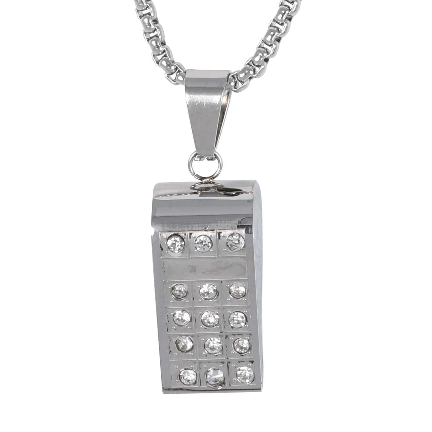 Medium Whistle Necklace with 3mm Round Box Chain 24" - SCP-222**