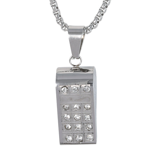 Medium Whistle Necklace with 3mm Round Box Chain 24" - SCP-222**