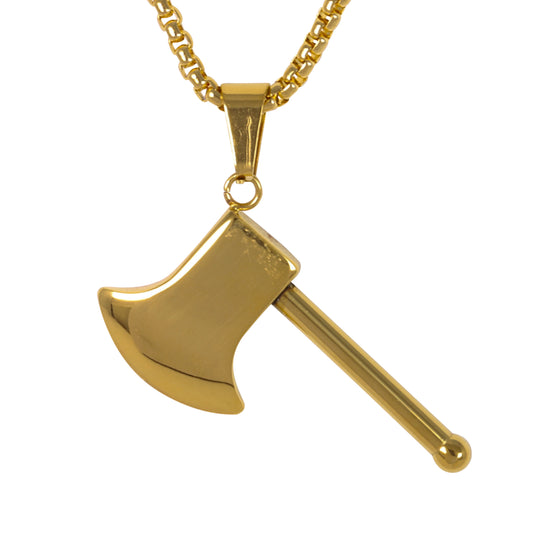 Medium Axe Necklace with 3mm Round Box Chain 24" - SCP-223**