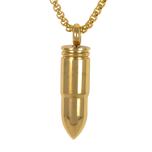 Medium Bullet Necklace with 3mm Round Box Chain 24" - SCP-225**