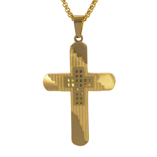 Medium Cross Necklace with 3mm Round Box Chain 24" - SCP-229**